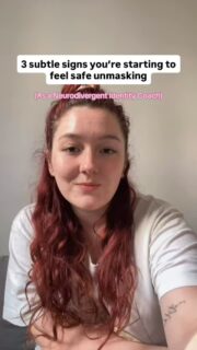 Dear neurodivergent folks,
Unmasking takes time.
You might not notice the progress day to day but I swear you’re on the right path 💕
Step by step it’ll feel safer being you ✨
#unmasking #trusttheprocess #neurodivergentwomen #authenticity