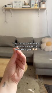 Notre maison, c’est avant tout plein de petites adaptations pour mieux gérer le quotidien :

• des rappels visibles des tâches 
• les activités et autres outils à porter de main pour éviter les blocages 
• des objets de régulation un peu partout pour nous aider à gérer les différentes crises de chacun 
• des systèmes pour garder une maison propre et rangé malgré nos handicaps respectifs, mon compagnon et moi

Ces adaptations ne sont pas des évidences et elles méritent d’être repensée et révisée en fonction des périodes mais elles nous sont plus qu’indispensables pour fonctionner sans trop de difficulté. 

Et toi, c’est quoi ton adaptation préférée à la maison ? 

#neurodivergent #tdah #tsa #handi #regulationemotionnelle